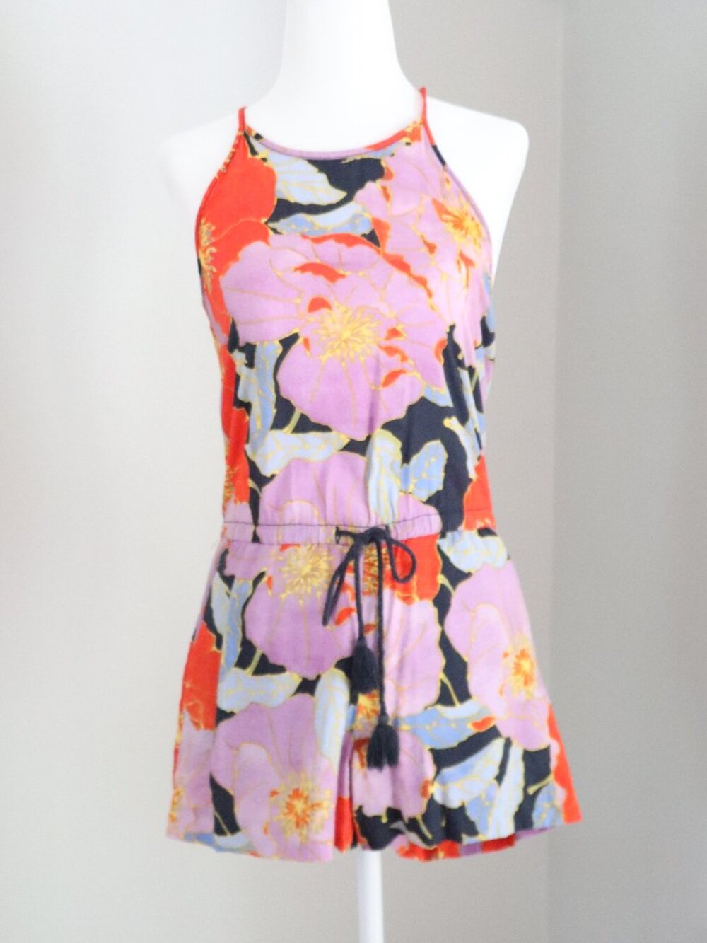 LOFT Floral Tie Waist Romper XXSP XS